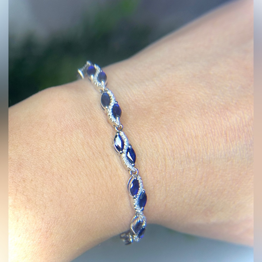 925 sterling silver and Natural Sapphire Bracelet - Picture 16 of 16